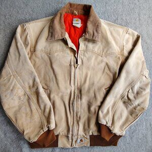 Vintage Carhartt Santa Fe Jacket Size Large Brown Red Quilt Lined Canvas J13